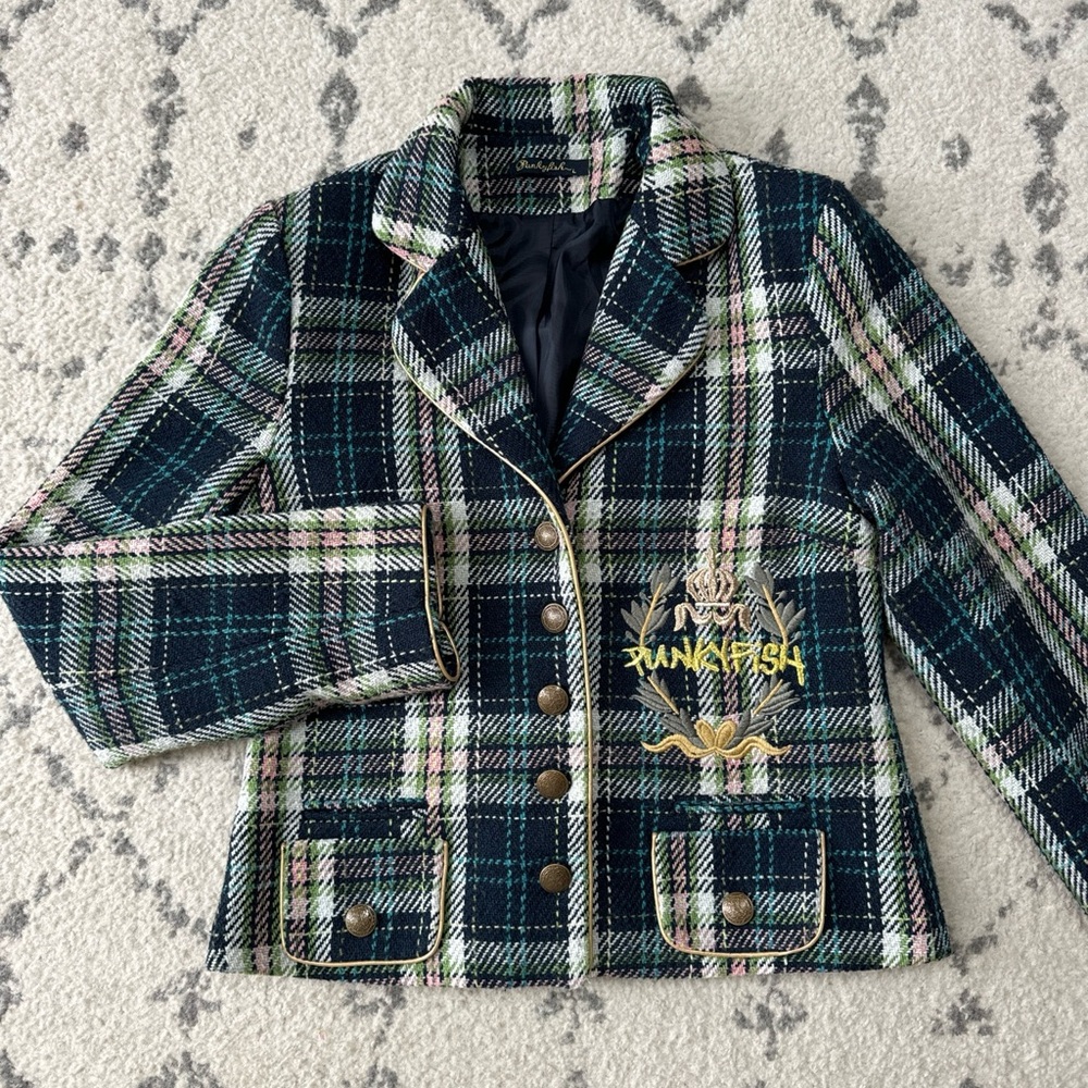 Punkyfish Y2K Tweed Blazer Preppy Fall Gossip Girl Women's Large